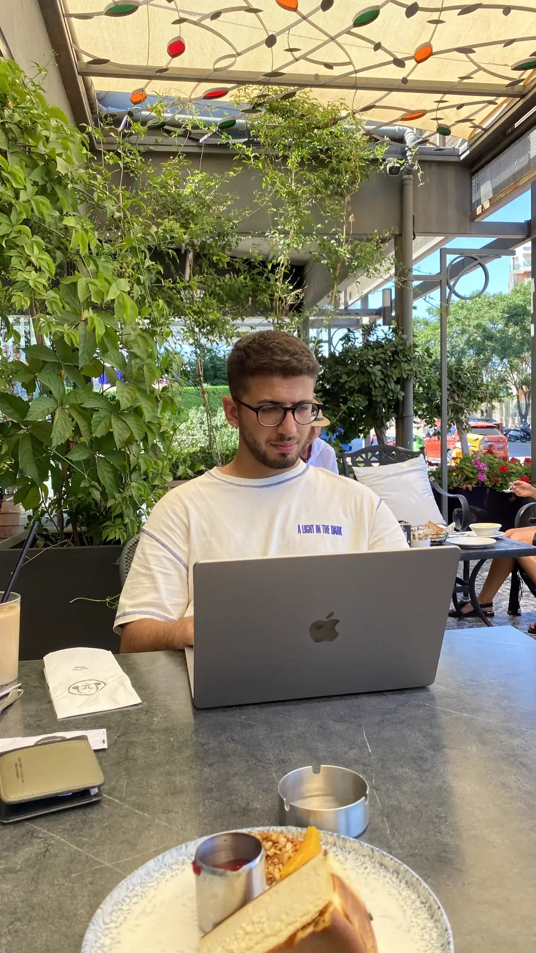 Working outside on a summer afternoon