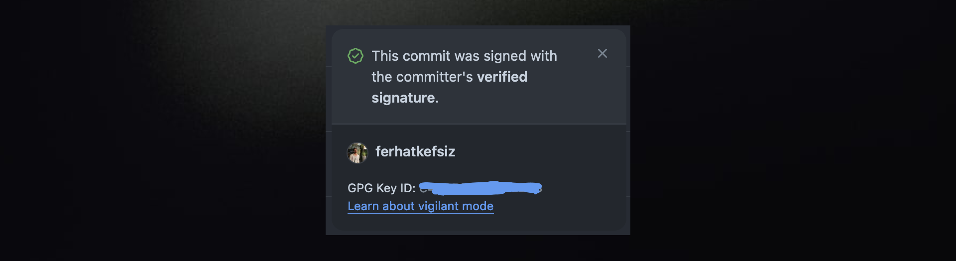 GitHub commit verification example